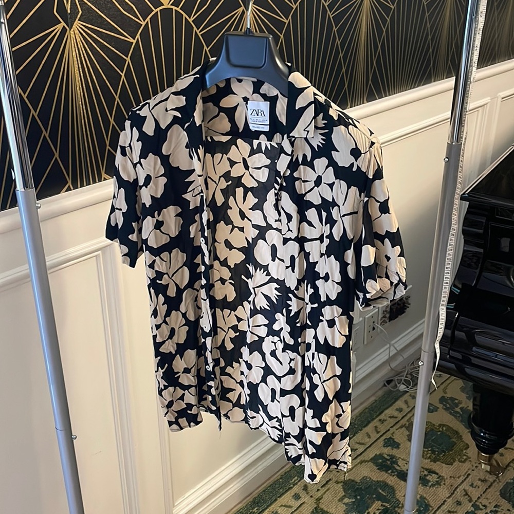 Zara men’s revere collar shirt in floral
